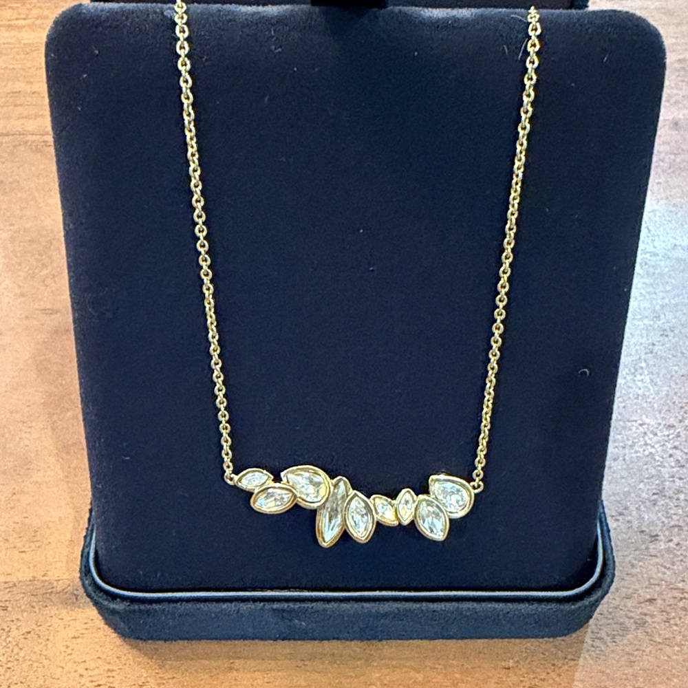 Alexis Bittar Gold Necklace with Elongated Faceted Crystals